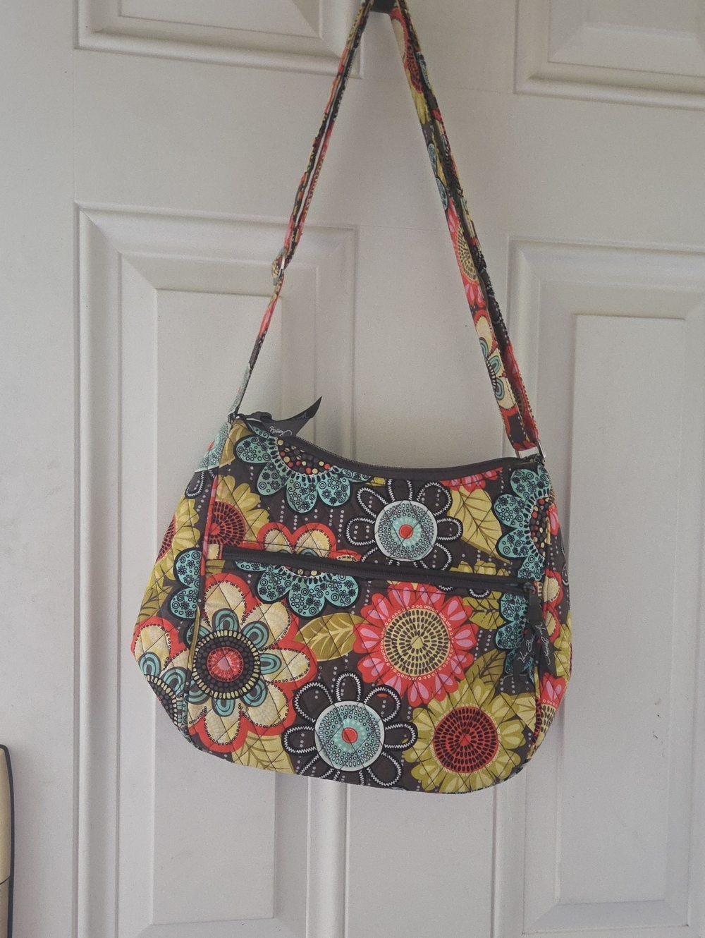 Vera Bradley Floral Pattern Quilted Shoulder Bag in Yellow
